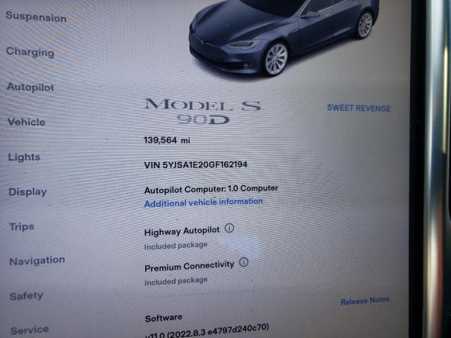5YJSA1E20GF162194 Tesla MODEL S
