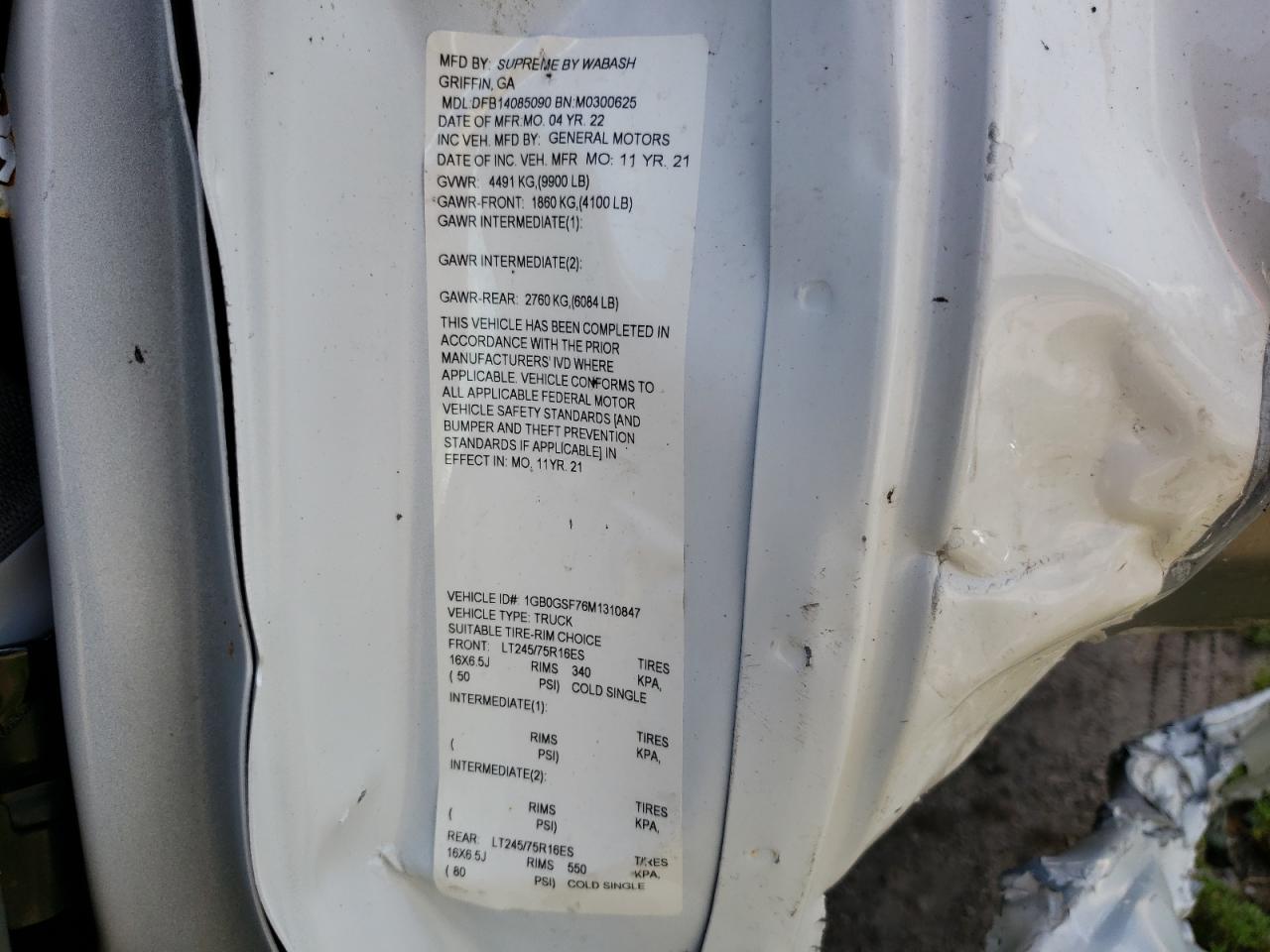 1GB0GSF76M1310847 CHEVROLET EXPRESS 2021