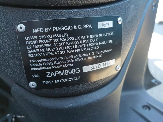 2020 PIAGGIO MOTORCYCLE ZAPM898G3L7001413