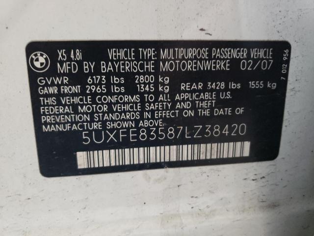 5UXFE83587LZ38420 BMW X5 4.8I