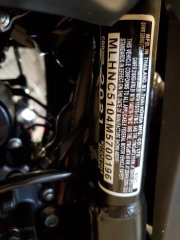 2021 HONDA CBR300 R MLHNC5104M5700196