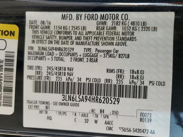 2017 LINCOLN MKZ PREMIE 3LN6L5A94HR620529