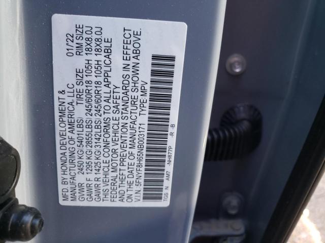 2022 HONDA PASSPORT T 5FNYF8H65NB003171