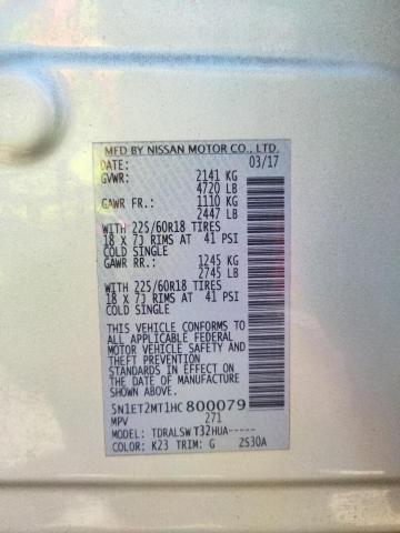 2017 NISSAN ROGUE SV H 5N1ET2MT1HC800079