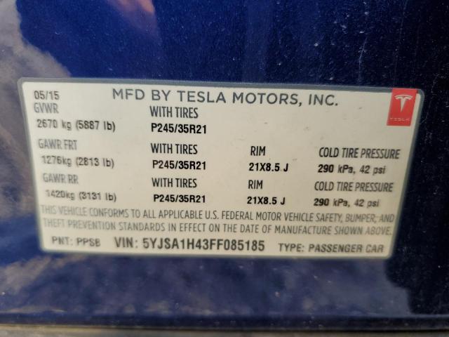 2015 TESLA MODEL S P8 5YJSA1H43FF085185
