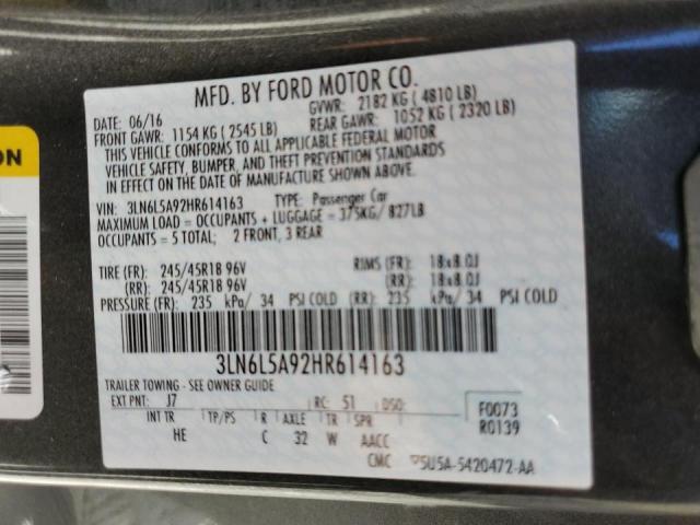 2017 LINCOLN MKZ PREMIE 3LN6L5A92HR614163
