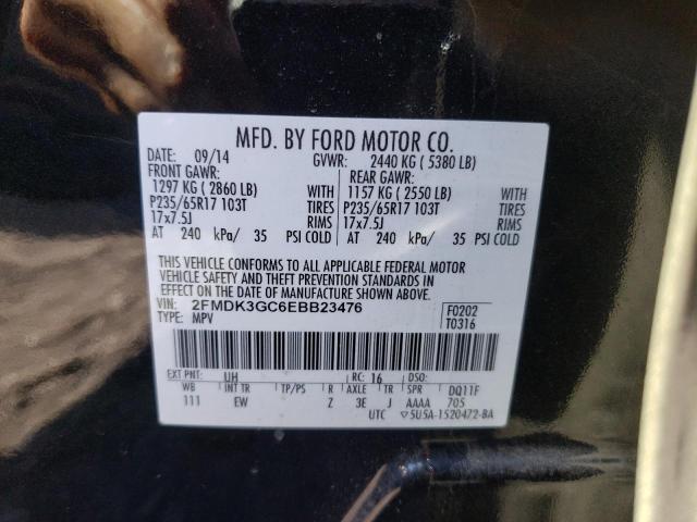 2FMDK3GC6EBB23476 | 2014 FORD EDGE SE