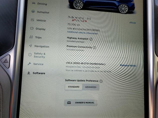 2015 TESLA MODEL S P8 5YJSA1H43FF085185