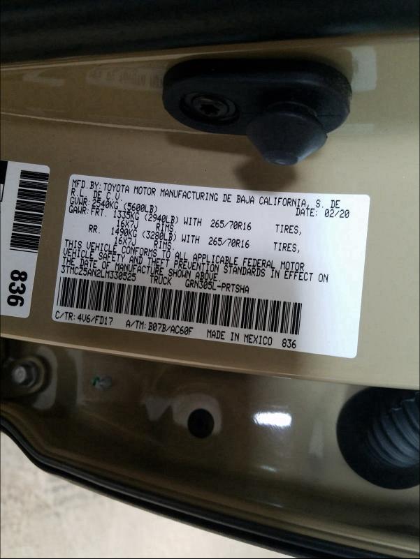 2020 TOYOTA TACOMA DOU 3TMCZ5AN2LM330525