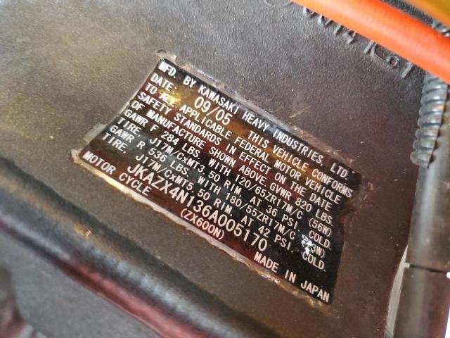 2006 KAWASAKI ZX600 N1 JKAZX4N136A005170
