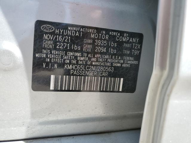 2022 HYUNDAI IONIQ BLUE - KMHC65LC2NU280563