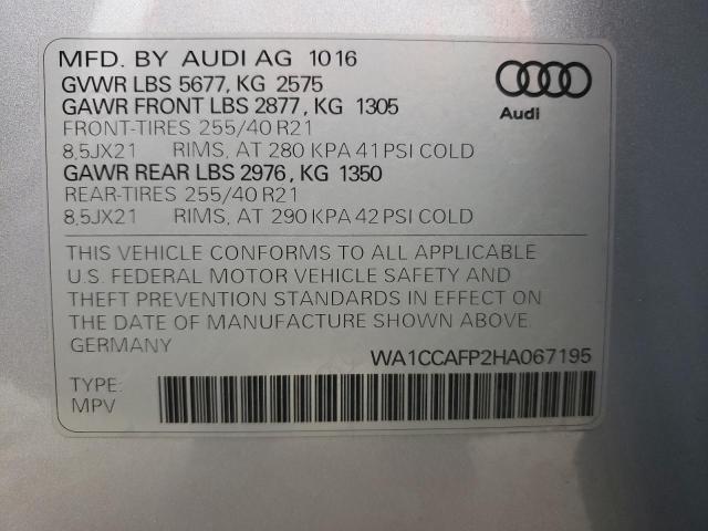 2017 AUDI SQ5 PREMIU WA1CCAFP2HA067195