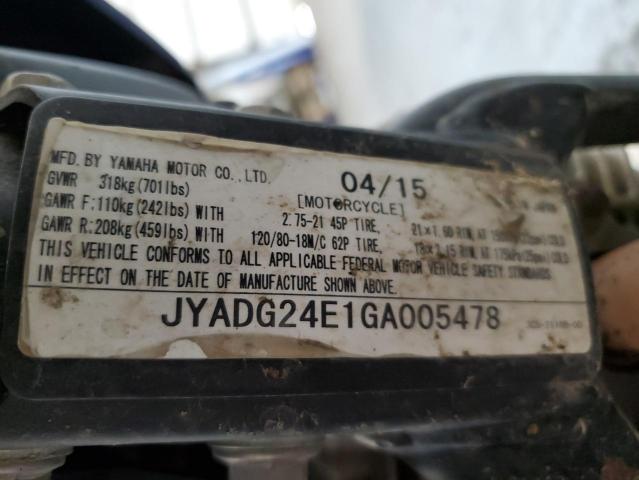 2016 YAMAHA XT250 JYADG24E1GA005478