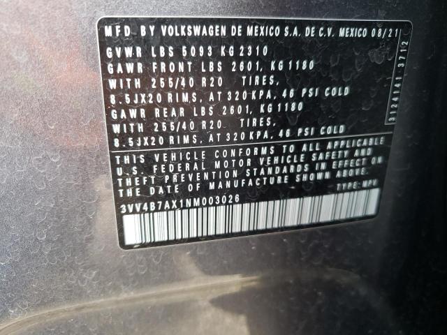 Auction sale of the 2022 VOLKSWAGEN TIGUAN , vin: 3VV4B7AX1NM003026, lot number: 58044552
