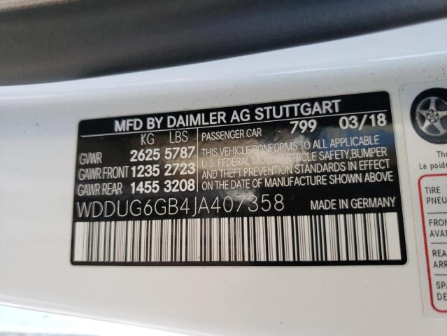 2018 MERCEDES-BENZ S 450 WDDUG6GB4JA407358