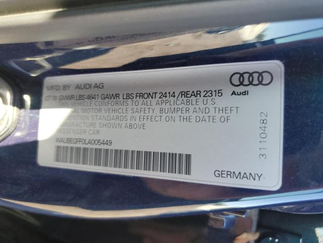 2020 AUDI A3 S-LINE WAUBEGFF0LA005449