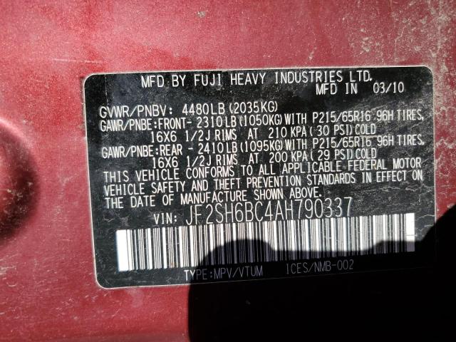 JF2SH6BC4AH790337 Subaru Forester Xs