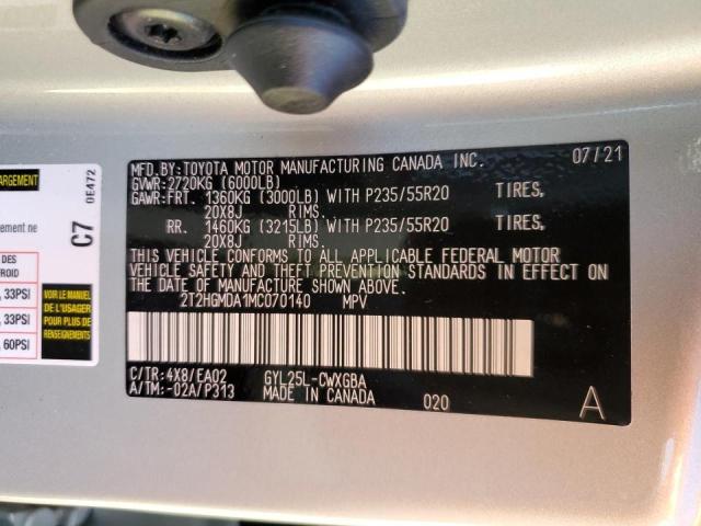 2021 LEXUS RX 450H 2T2HGMDA1MC070140