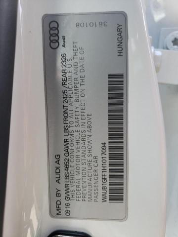 2017 AUDI S3 PREMIUM WAUB1GFF1H1017094