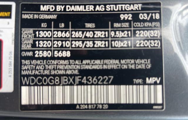 2018 MERCEDES-BENZ GLC 63 4MA WDC0G8JBXJF436227