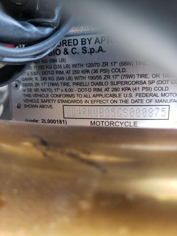 2016 APRILIA RSV4 RF ZD4RKUB05GS000875