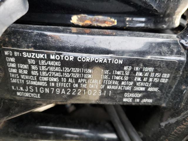 2002 SUZUKI GSX600 F JS1GN79A222102311