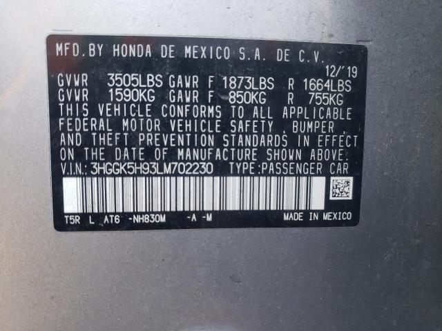 2020 HONDA FIT EXL 3HGGK5H93LM702230