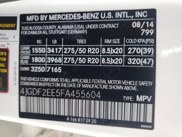 VIN 4JGDF2EE5FA455604 2015 Mercedes-Benz GL-Class, ... no.10