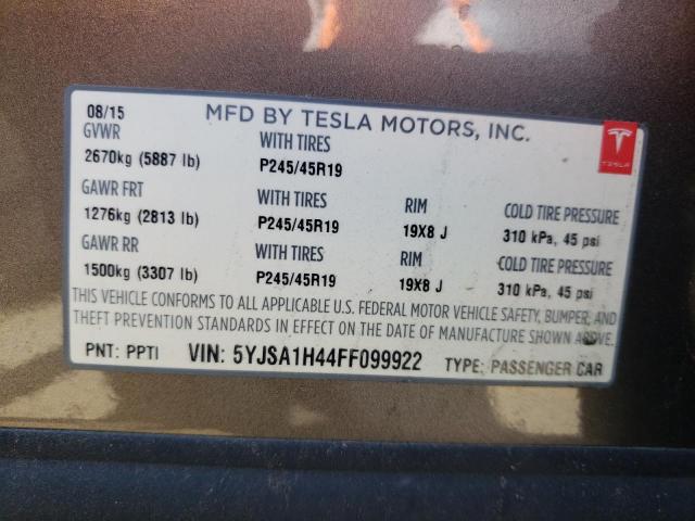 2015 TESLA MODEL S P8 5YJSA1H44FF099922