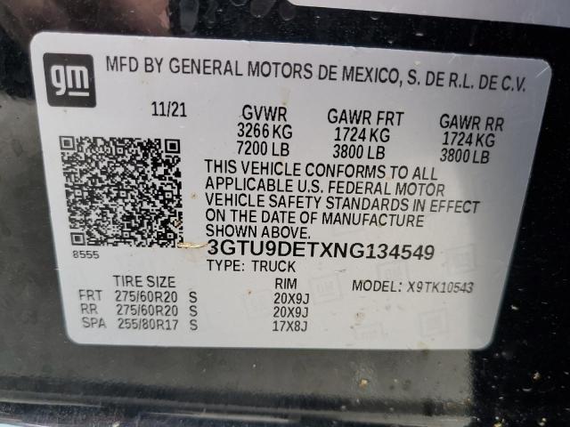 2022 GMC SIERRA LIM 3GTU9DETXNG134549