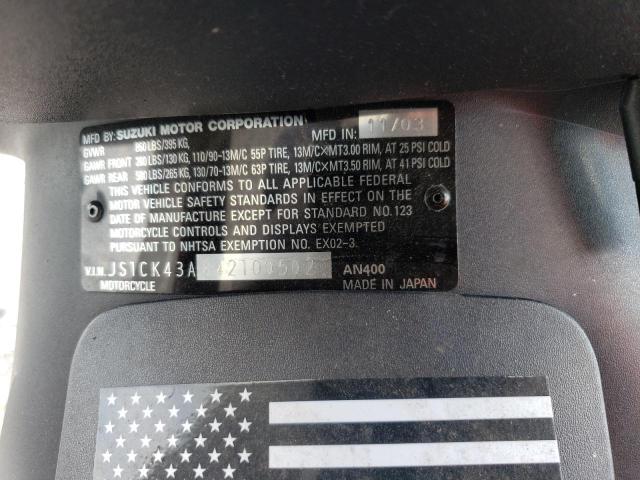 2004 SUZUKI AN400 K3 JS1CK43A842100502