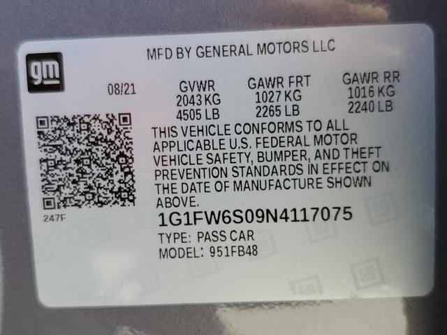 2022 CHEVROLET BOLT EV 1L 1G1FW6S09N4117075