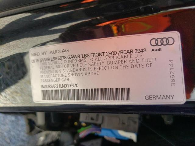 VIN WAUR2AF21LN017670 2020 Audi A7, Premium Plus no.10