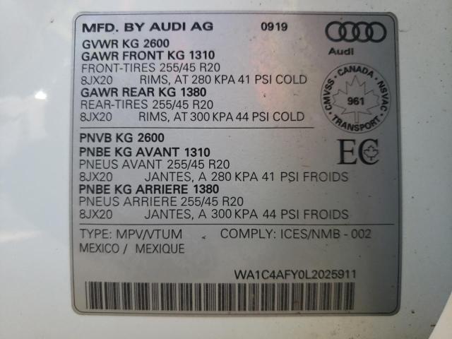 2020 AUDI SQ5 PRESTI WA1C4AFY0L2025911