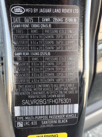 SALVR2BG1FH076301 Land Rover Range Rover Evoque Pure Premium