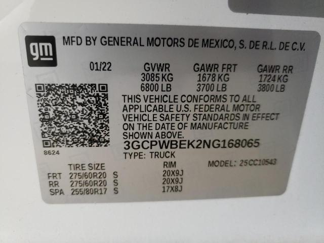 2022 CHEVROLET SILVRDO LT 3GCPWBEK2NG168065