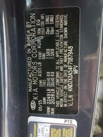 VIN: KNDJX3A54F7187948 Auction: COPART Lot: 57304352 Location: GA - MACON KNDJX3A54F7187948 KIA SOUL 2015 BLUE Photo 10