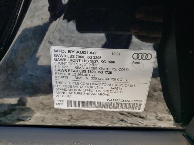 2022 AUDI E-TRON SPO WA13AAGE5NB012295