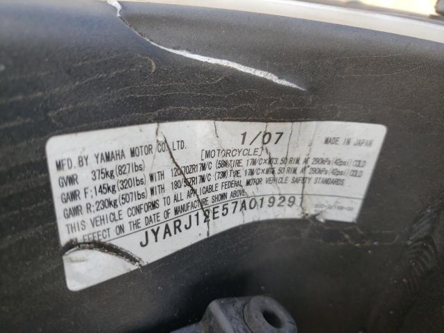 2007 YAMAHA YZFR6 L JYARJ12E57A019291
