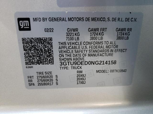 2022 GMC SIERRA LIM 3GTU9DED0NG214158