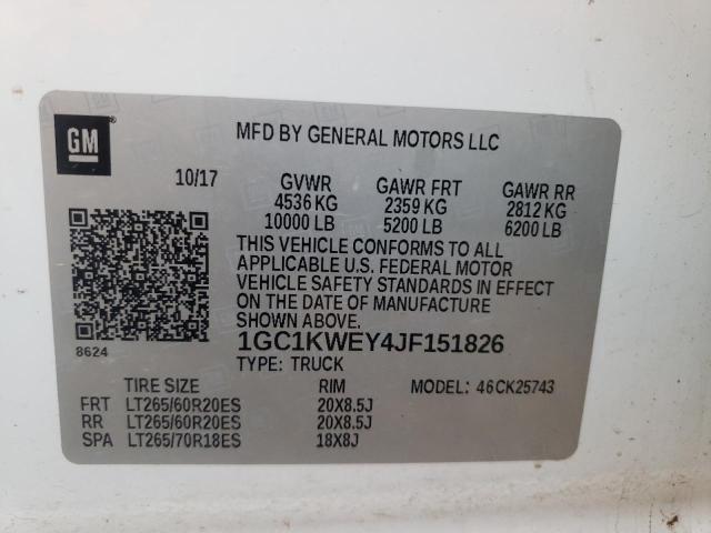 2018 CHEVROLET 2500 1GC1KWEY4JF151826