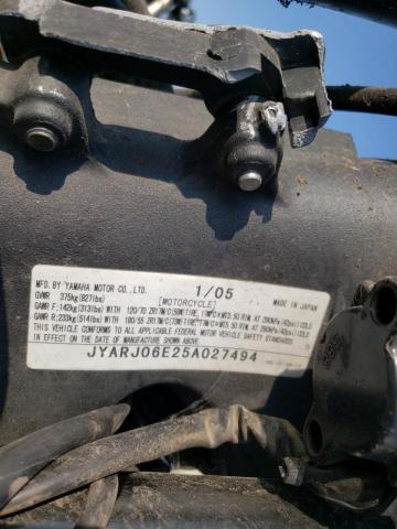 2005 YAMAHA YZFR6 L JYARJ06E25A027494
