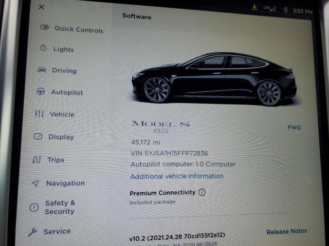 2015 TESLA MODEL S 85 5YJSA1H15FFP72836