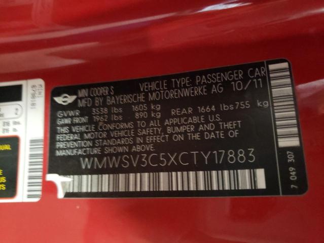 WMWSV3C5XCTY17883 Mini COOPER S