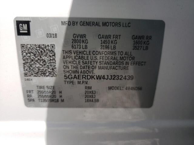 2018 BUICK ENCLAVE AV 5GAERDKW4JJ232439