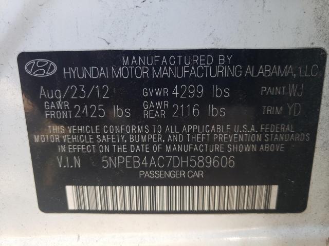 VIN 5NPEB4AC7DH589606 2013 HYUNDAI SONATA no.10