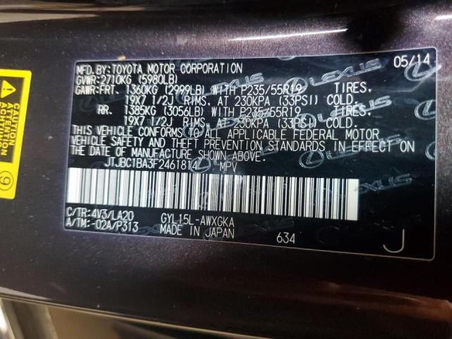 2015 LEXUS RX 450H JTJBC1BA3F2461814