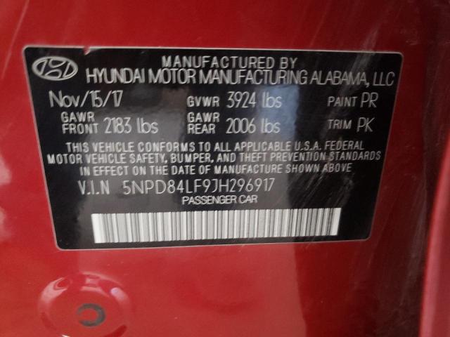 5NPD84LF9JH296917 Hyundai ELANTRA SEL