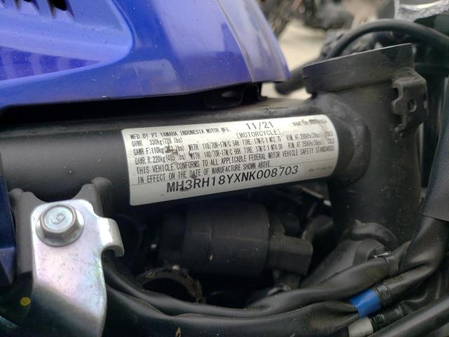 2022 YAMAHA YZFR3 A MH3RH18YXNK008703
