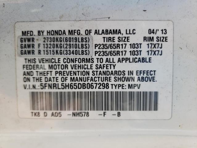 VIN 5FNRL5H65DB067298 2013 HONDA ODYSSEY no.10